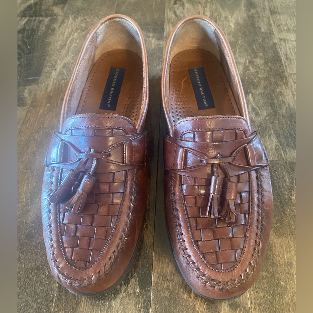 GIORGIO BRUITINI Men’s Leather Loafers sz 9 1/2 Brown - Picture 3 of 6